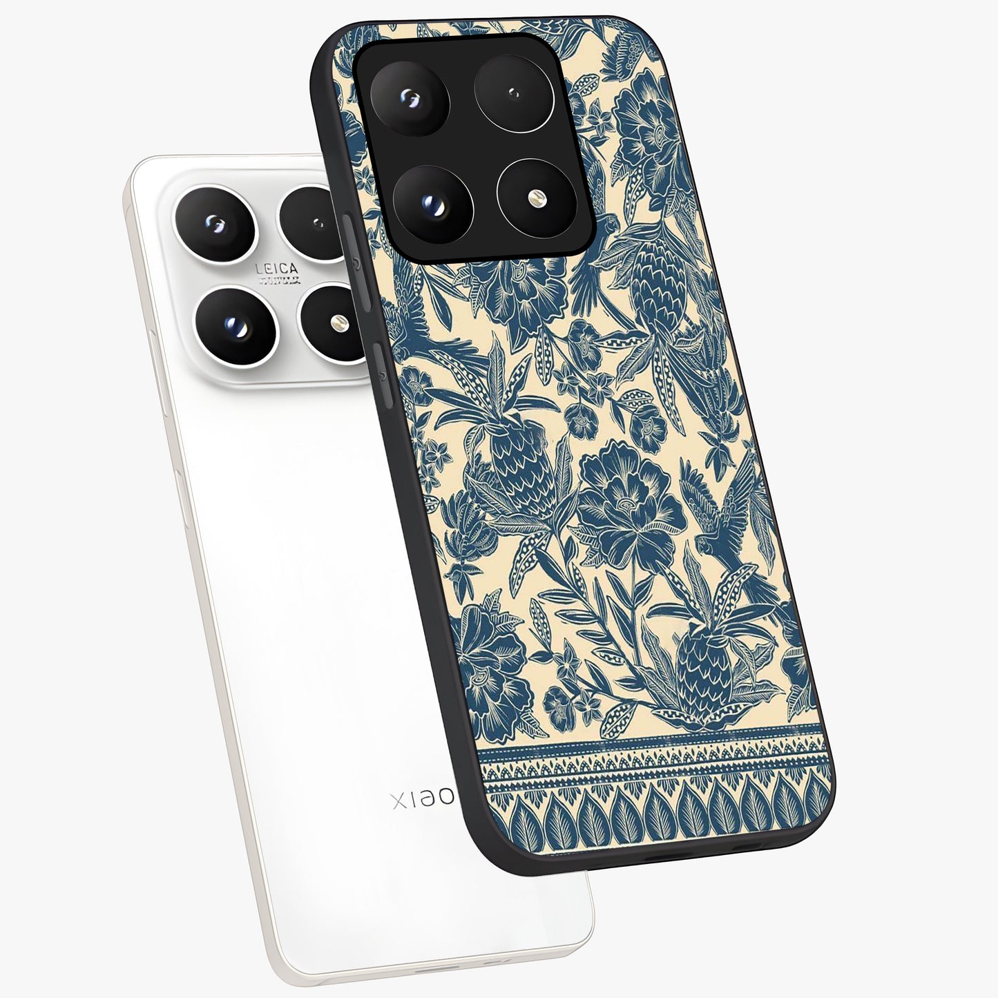 Heirloom Wild Bloom Glass Case displayed in angled mockup highlighting botanical bloom design with classic aesthetic style.