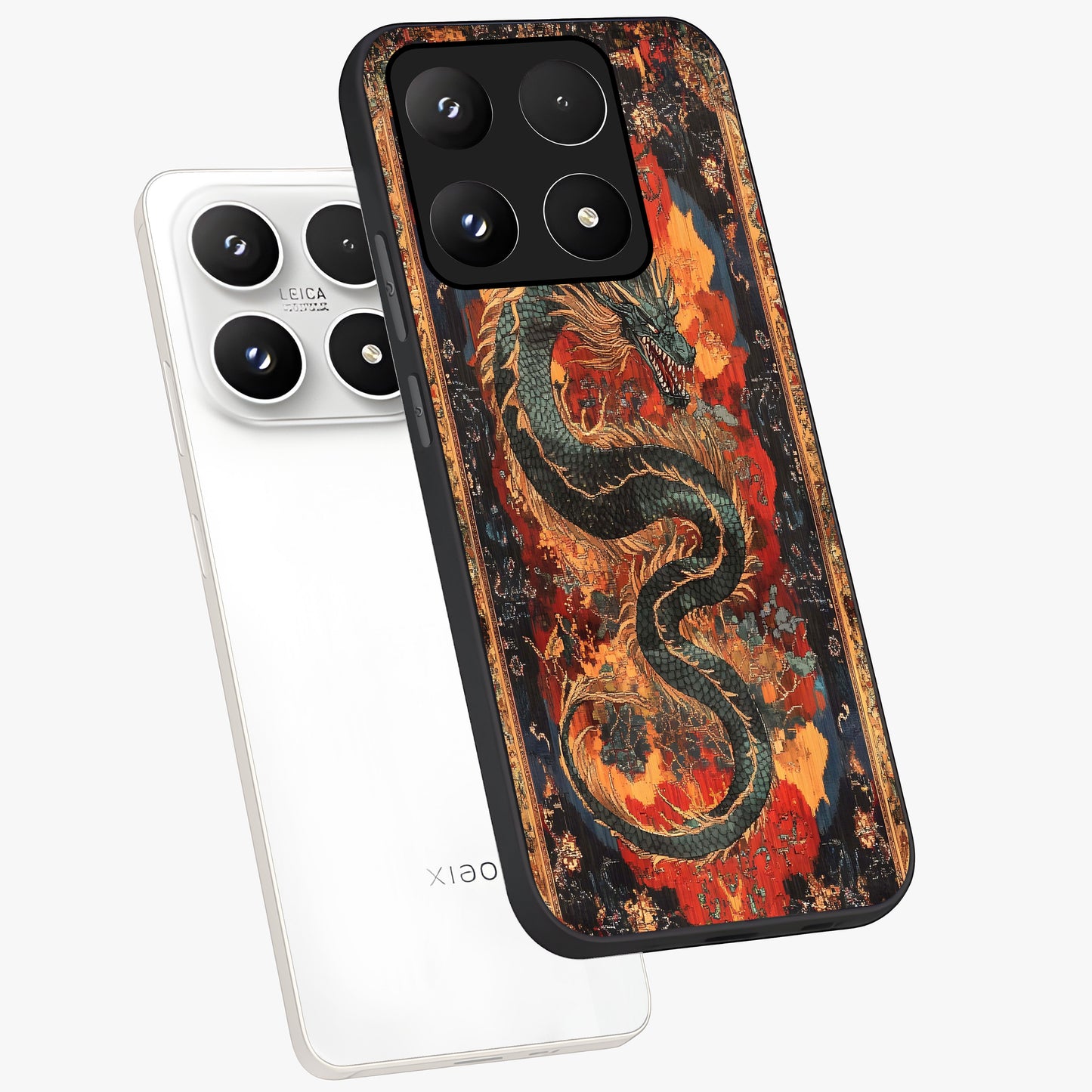 Inferno Dragon Soul Glass Case displayed in angled mockup highlighting powerful dragon illustration with inferno aesthetic.
