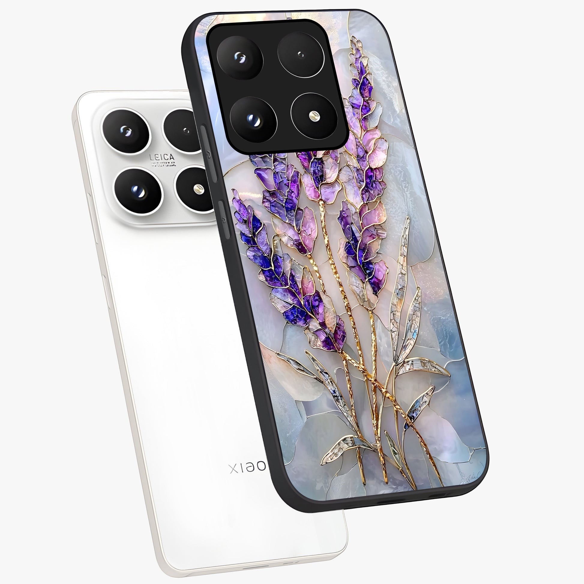 Lavender Dream Glow Glass Case displayed in angled mockup highlighting dreamy purple glow design with soft artistic style.