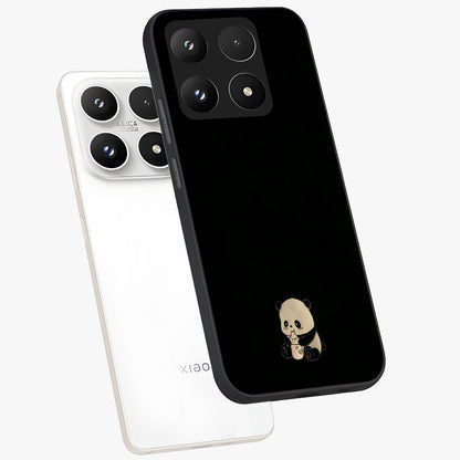 Midnight Panda Love Glass Case displayed in angled mockup highlighting adorable panda illustration with midnight aesthetic.