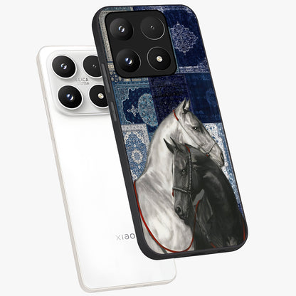 Midnight Stallion Blues Glass Case displayed in angled mockup highlighting powerful stallion illustration with deep midnight tones.