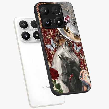 Moonlit Royal Stallion Glass Case displayed in angled mockup highlighting powerful stallion illustration with royal night aesthetic.