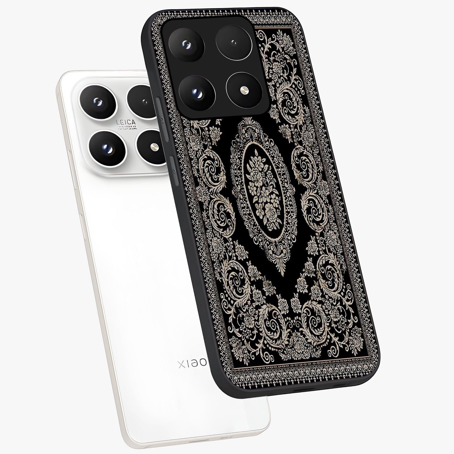 Noir Bloom Elegance Glass Case displayed in angled mockup highlighting refined flower design with stylish noir aesthetic.
