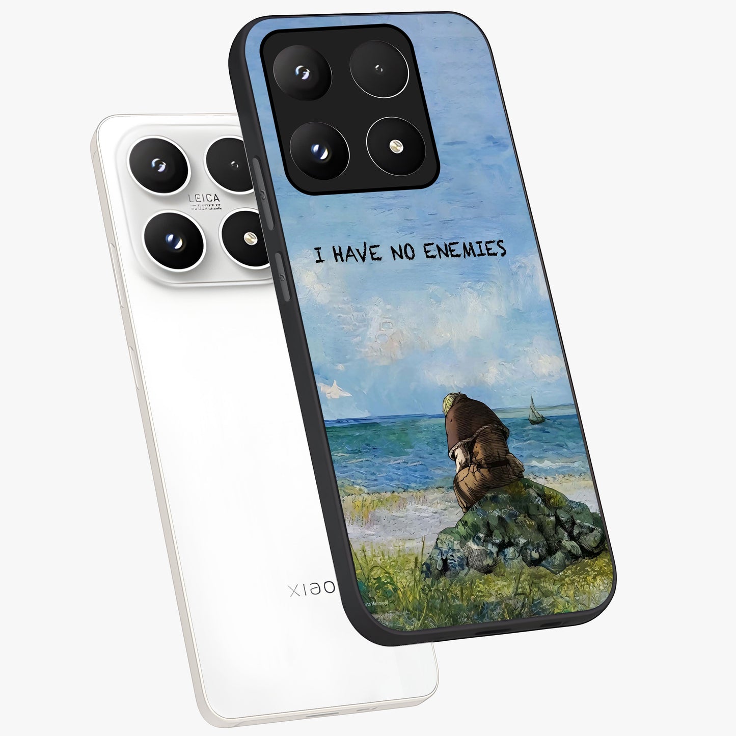 Peace Beyond War Glass Case displayed in angled mockup highlighting meaningful message design with artistic aesthetic style.