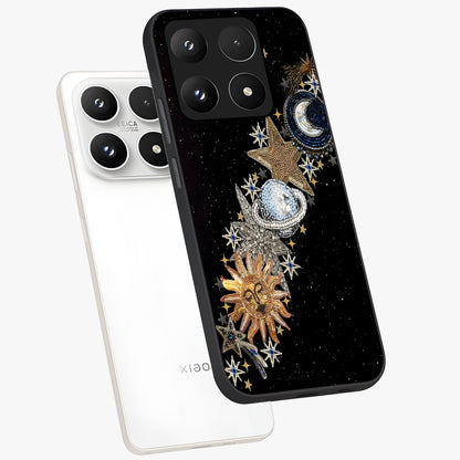 Pearls Universe Object Glass Case displayed in angled mockup highlighting celestial pearl design with dreamy aesthetic.