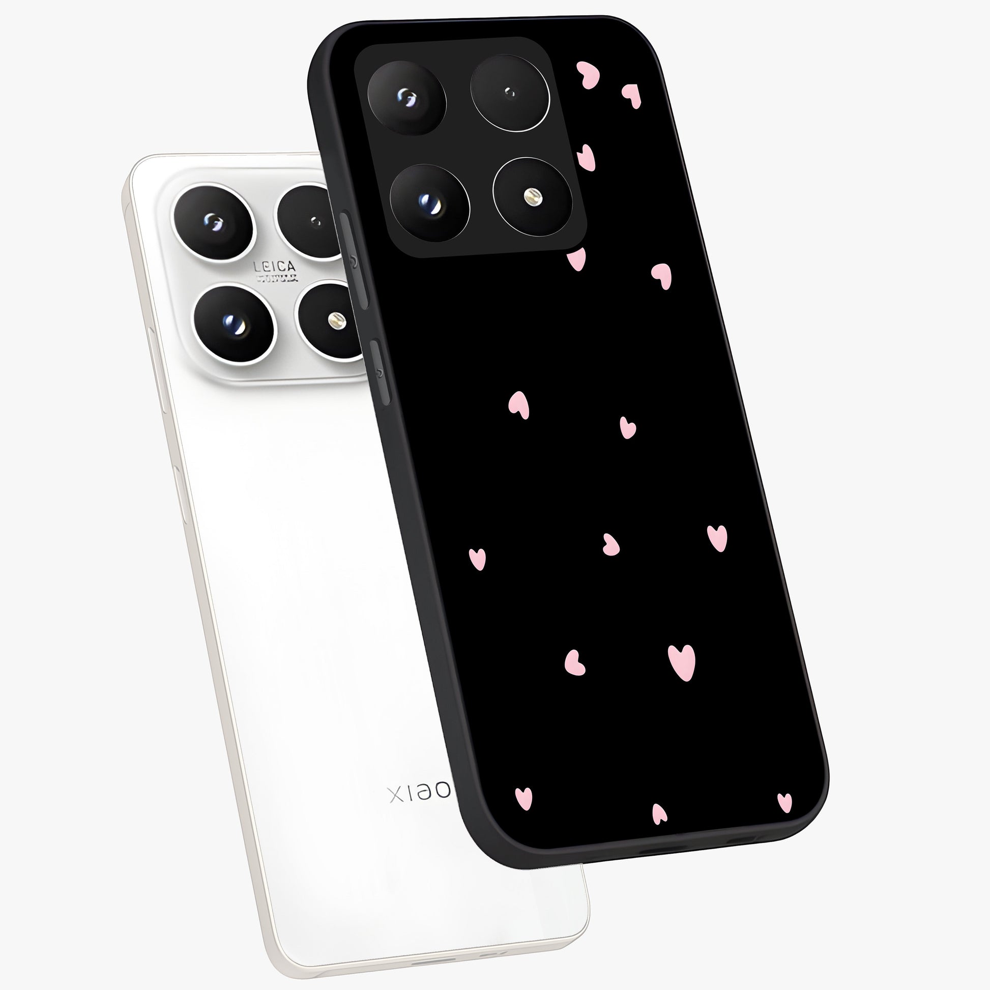 Pink Love Drops Glass Case displayed in angled mockup highlighting cute love drop design with vibrant pink aesthetic.