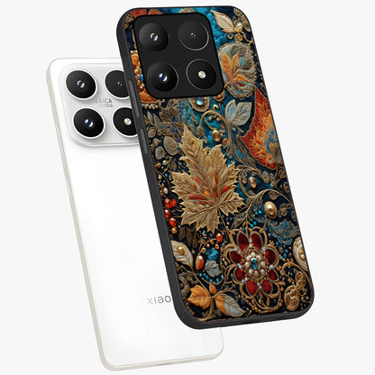 Royal Jewel Garden Glass Case displayed in angled mockup highlighting vibrant jewel inspired floral design with elegant aesthetic.