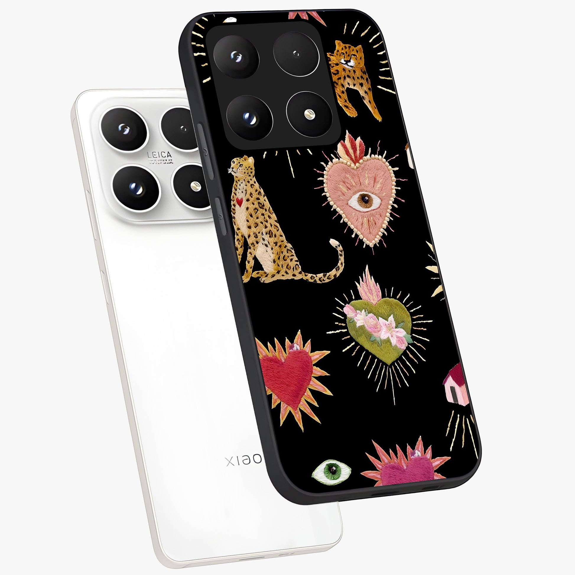 Sacred Jungle Heart Glass Case displayed in angled mockup highlighting lush tropical design with natural aesthetic style.