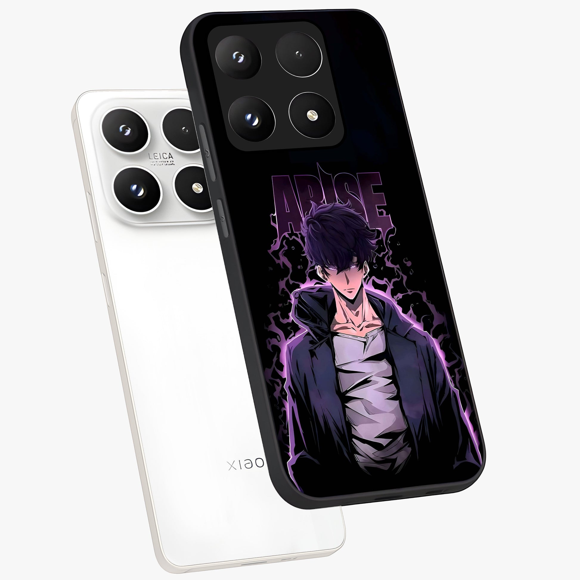 Shadow Monarch Awakening Glass Case displayed in angled mockup highlighting dramatic shadow warrior design with fantasy aesthetic.