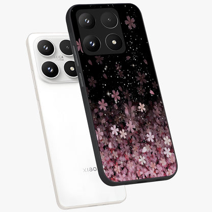 Small Starry Flowers Glass Case displayed in angled mockup highlighting tiny flower pattern with celestial aesthetic style.