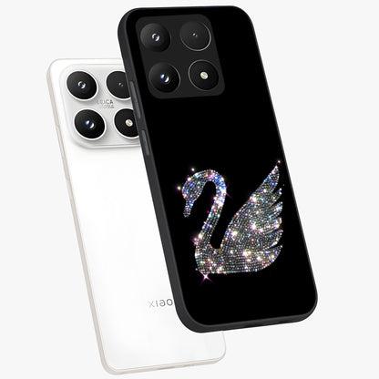 Starlit Swan Grace Glass Case displayed in angled mockup highlighting elegant swan illustration with dreamy celestial aesthetic.