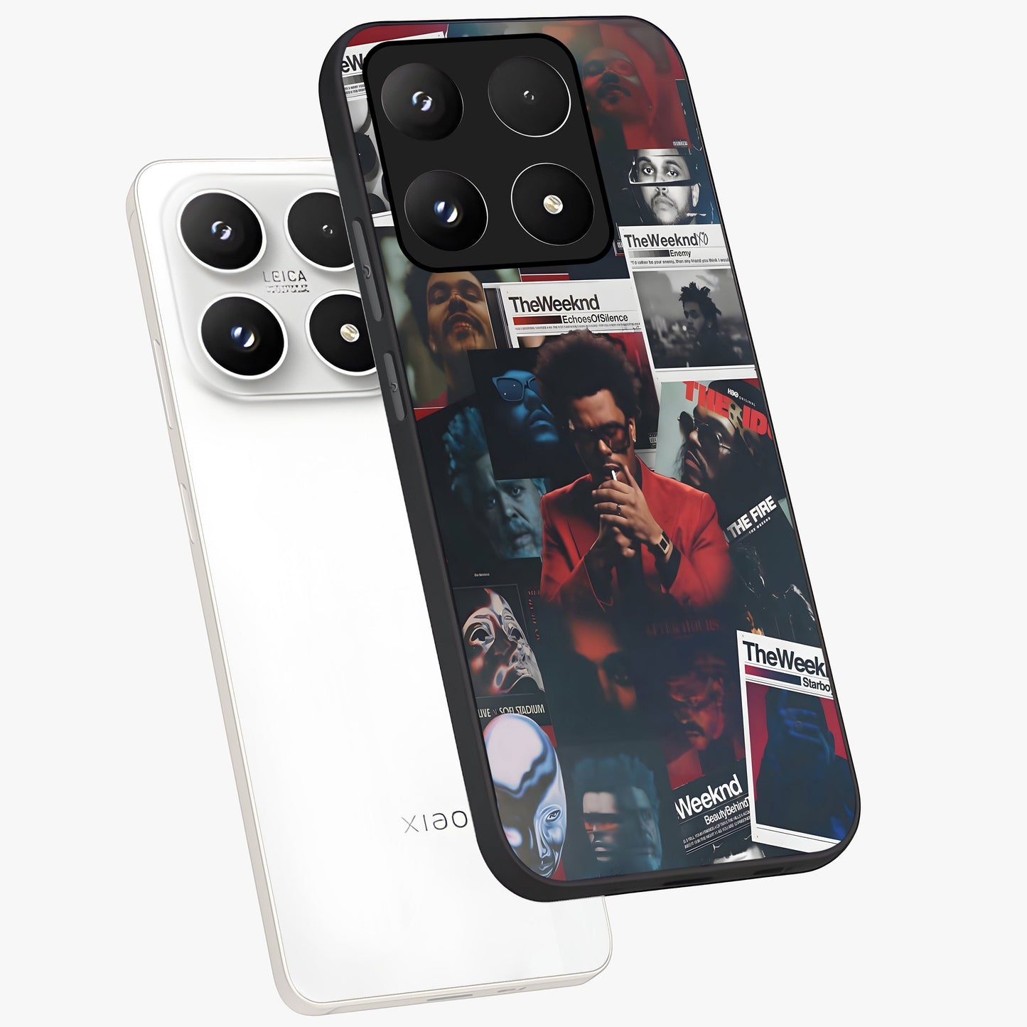 The Weeknd Glass Case displayed in angled mockup highlighting stylish pop culture inspired design with modern aesthetic.