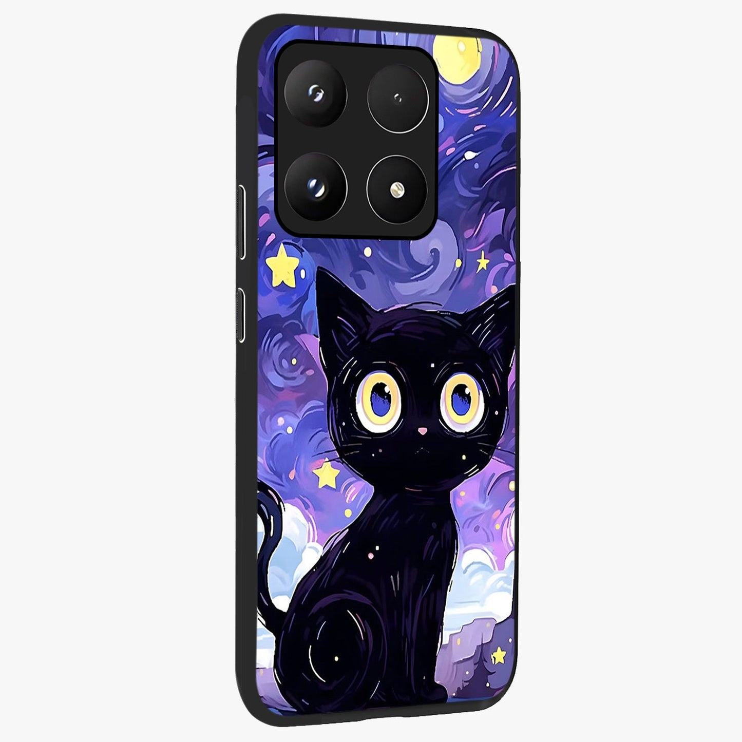 Abstract Cat Art Glass Case upright view showcasing creative feline illustration and aesthetic artistic style.
