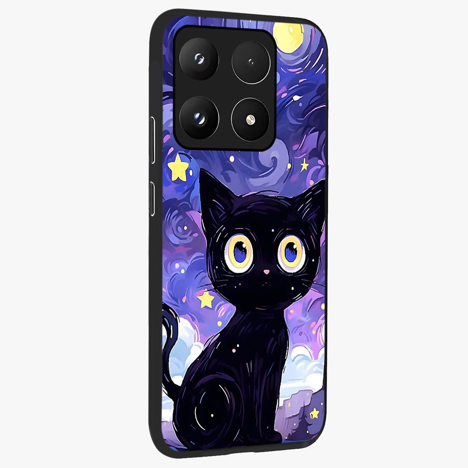 Abstract Cat Art Glass Case upright view showcasing creative feline illustration and aesthetic artistic style.
