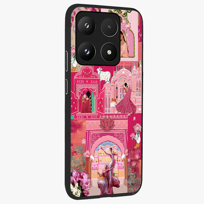 Blossoms of Rajasthan Glass Case upright view showcasing colorful floral design inspired by traditional Indian art.