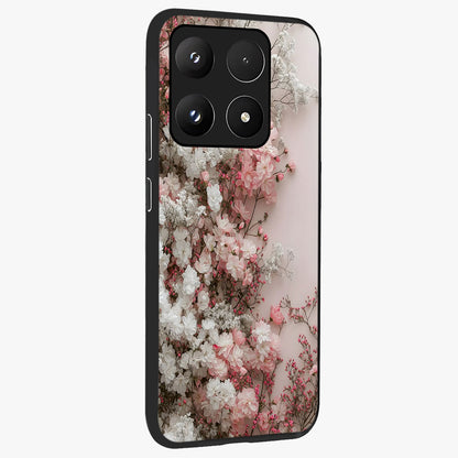 Blush Blossom Cloud Glass Case upright view showcasing calm floral cloud artwork with gentle dreamy theme.