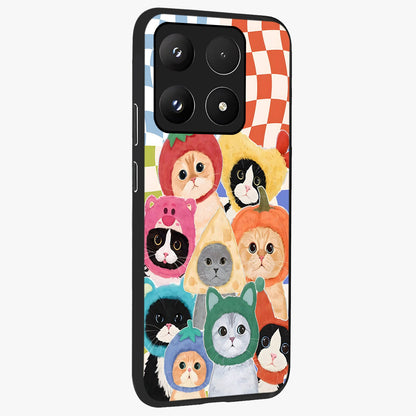Cats in Fruits Glass Case upright view showcasing charming cat artwork with fun fruity theme.