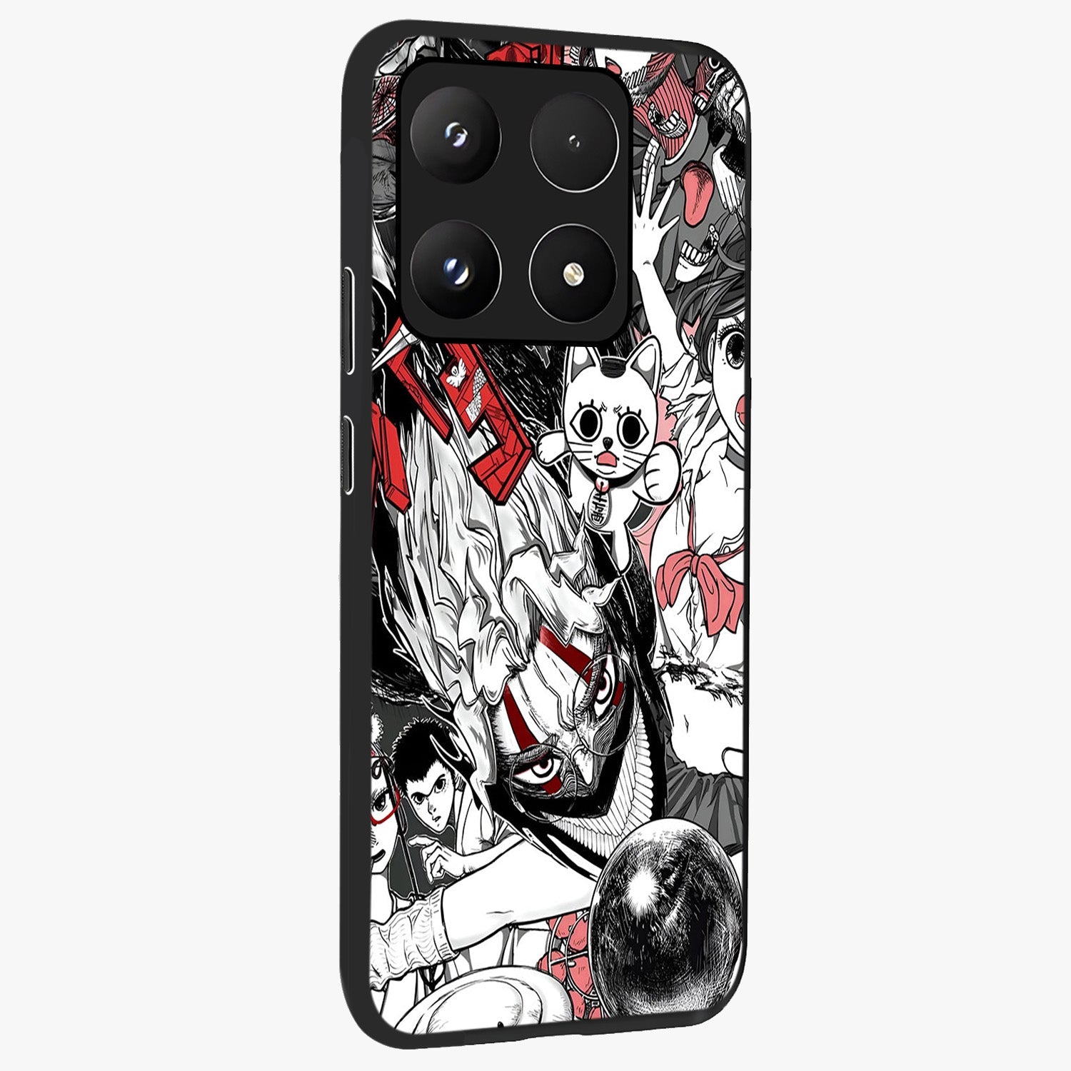 Crimson Chaos Panel Glass Case upright view showcasing intense crimson artwork with dramatic aesthetic style.