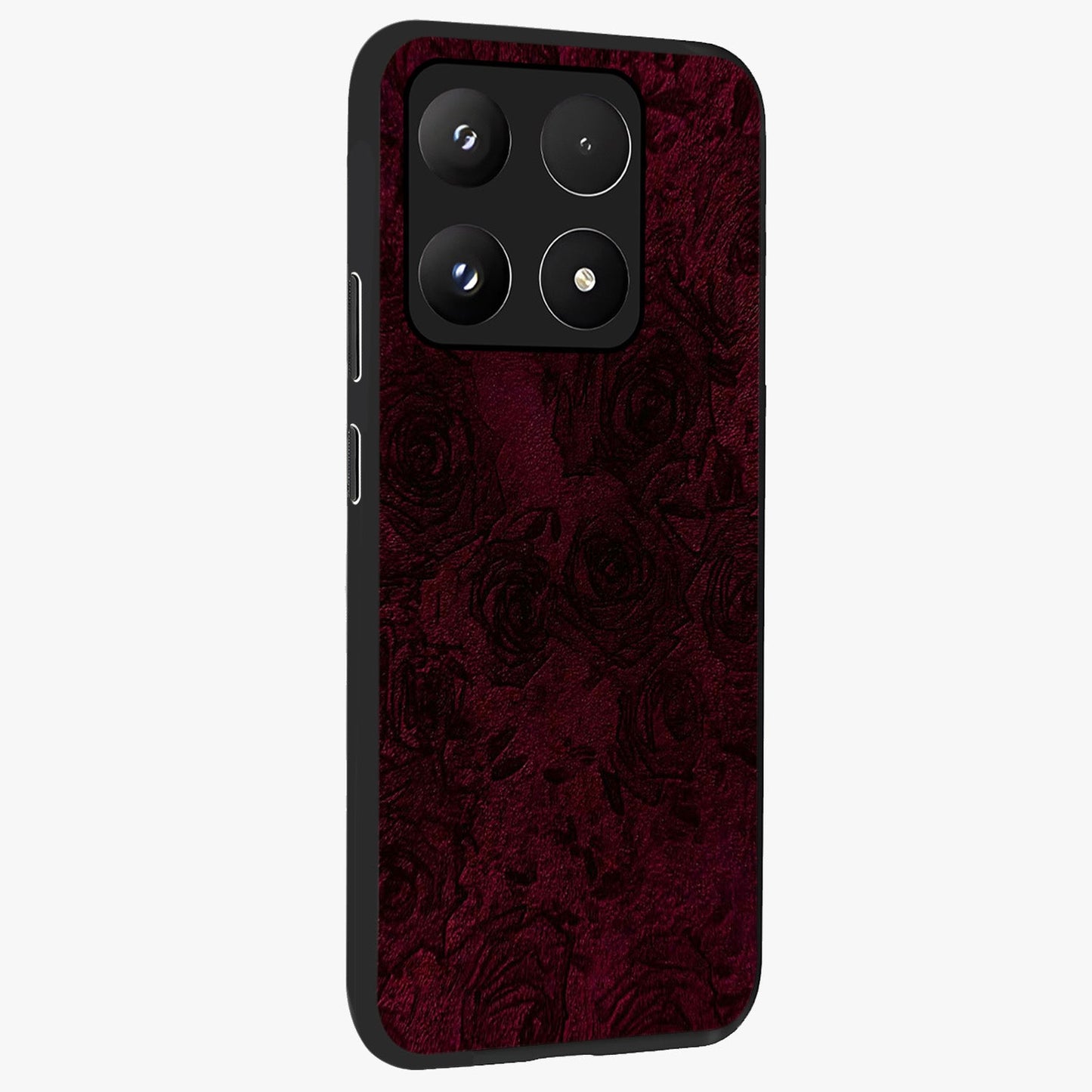 Crimson Fade Flow Glass Case upright view showcasing dynamic crimson flow artwork with stylish abstract theme.