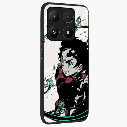 Demon Slayer Glass Case upright view showcasing powerful anime artwork with intense warrior theme.
