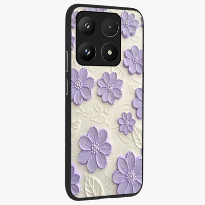 Floral Wall Art With Purple Flowers Glass Case upright view showcasing elegant purple flower artwork with decorative floral theme.