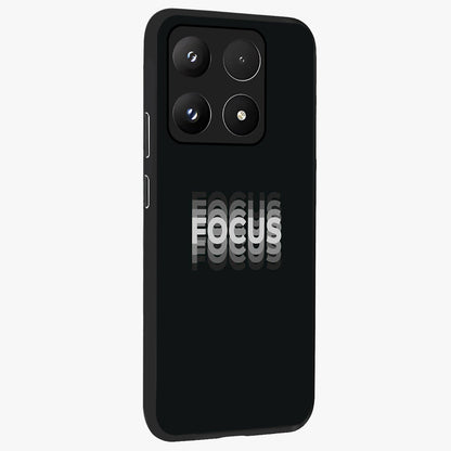 Focus Mode On Glass Case upright view showcasing strong typography statement with sleek motivational theme.