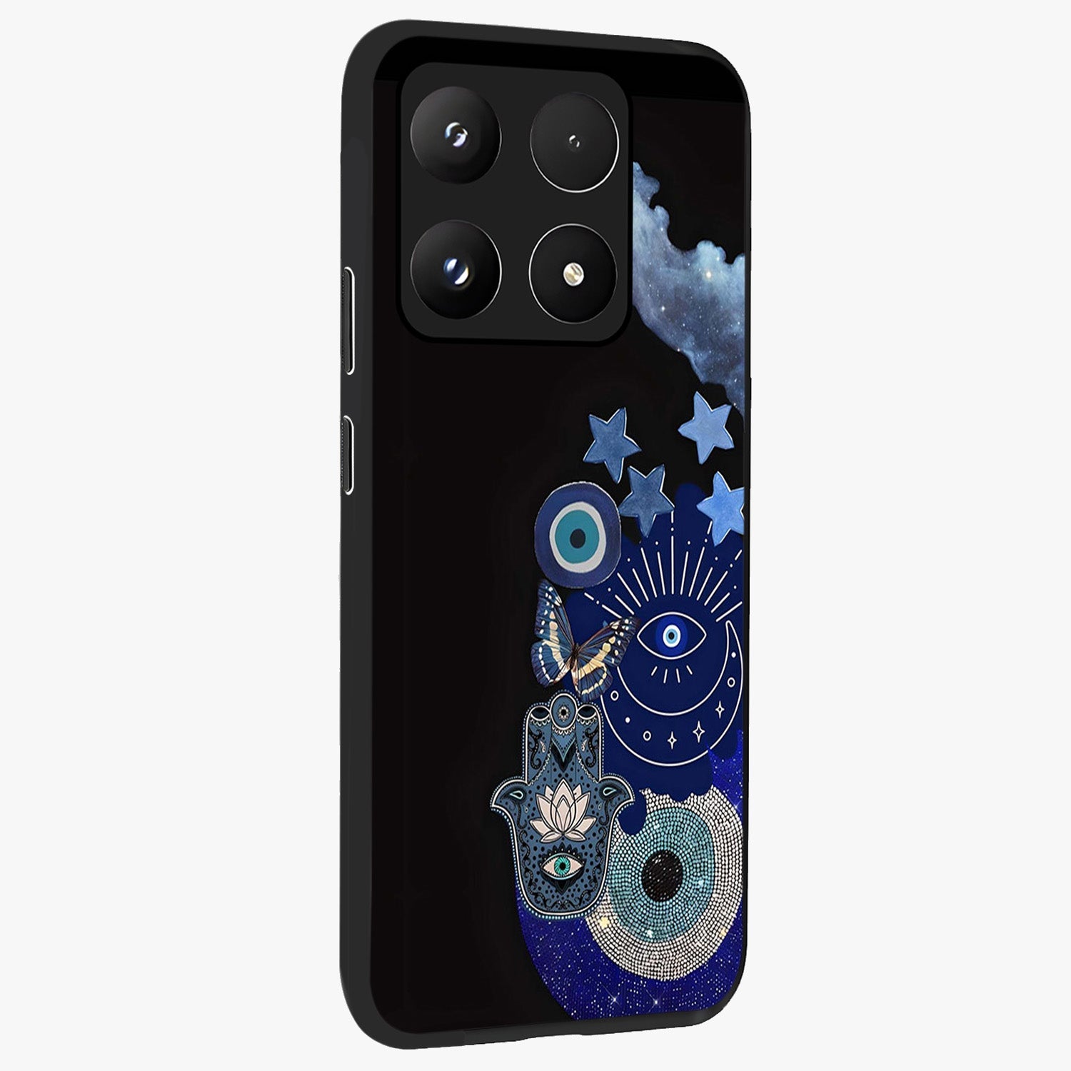 Galactic Charm Cluster Glass Case upright view showcasing glowing cosmic charm artwork with magical celestial style.