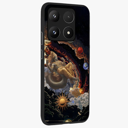 Galactic Divine God Glass Case upright view showcasing mystical divine artwork with dramatic cosmic theme.