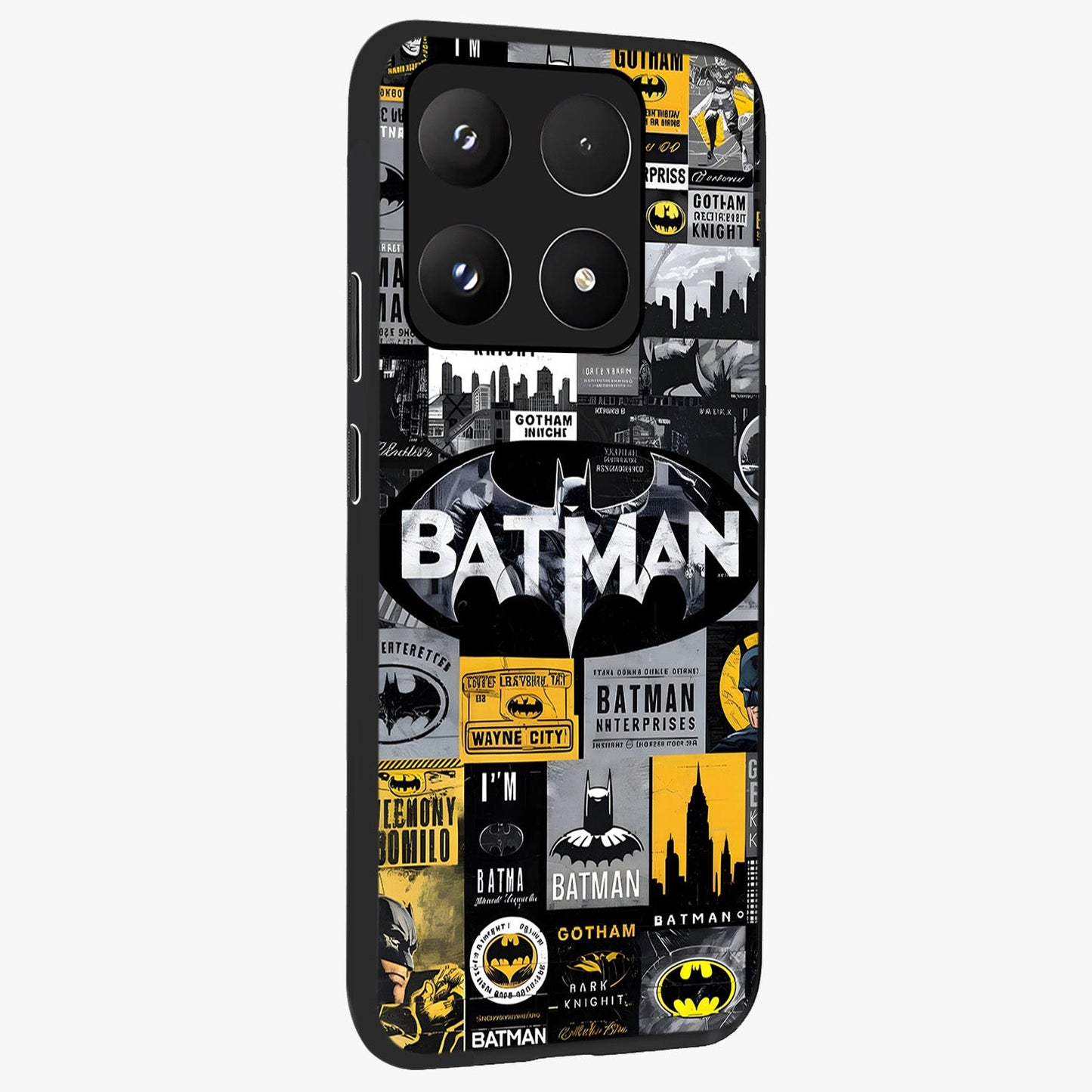 Knight Gotham Rise Glass Case upright view showcasing bold vigilante themed artwork with gothic city vibe.