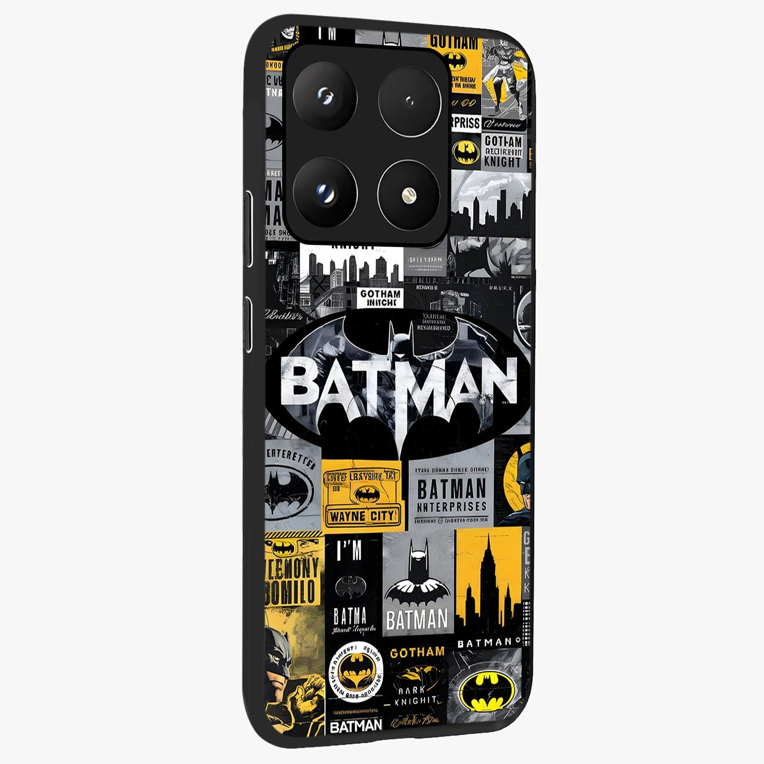 Knight Gotham Rise Glass Case upright view showcasing bold vigilante themed artwork with gothic city vibe.