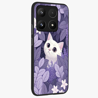 Lilac Hide Peek Cat Glass Case upright view showcasing charming cat artwork with adorable peek theme.