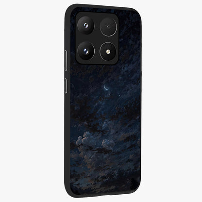 Lunar Veil Silence Glass Case upright view showcasing calm moon themed artwork with serene night atmosphere.