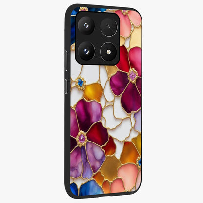 Marble Flower Pattern Glass Case upright view showcasing decorative marble flower artwork with refined style.