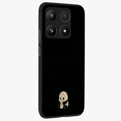 Midnight Panda Love Glass Case upright view showcasing charming panda artwork with playful romantic theme.