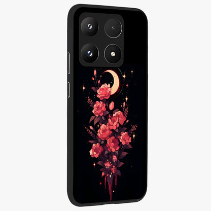 Moonlit Floral Elegance Glass Case upright view showcasing delicate floral artwork with refined night inspired theme.