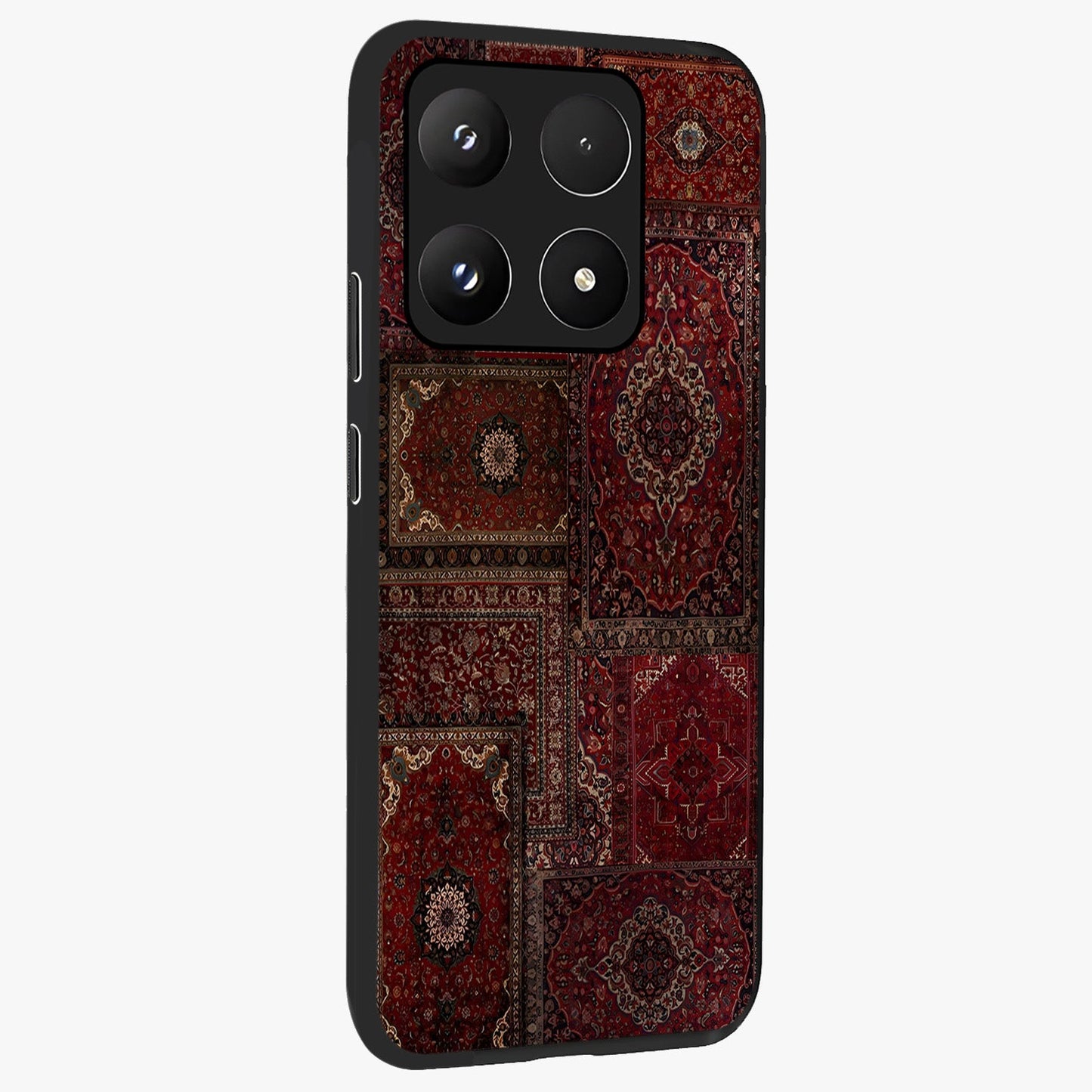 Persian Velvet Tale Glass Case upright view showcasing elegant Persian artwork with classic heritage theme.