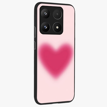Pink Aura Heart Glass Case upright view showcasing romantic heart artwork with soft pastel theme.