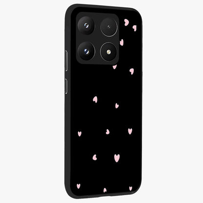 Pink Love Drops Glass Case upright view showcasing charming heart drop artwork with romantic playful theme.