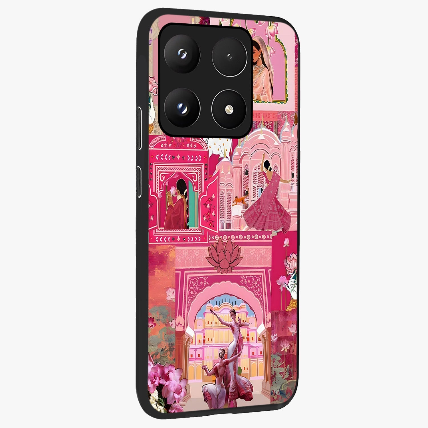 Pink Palace Muse Glass Case upright view showcasing artistic palace artwork with graceful royal theme.