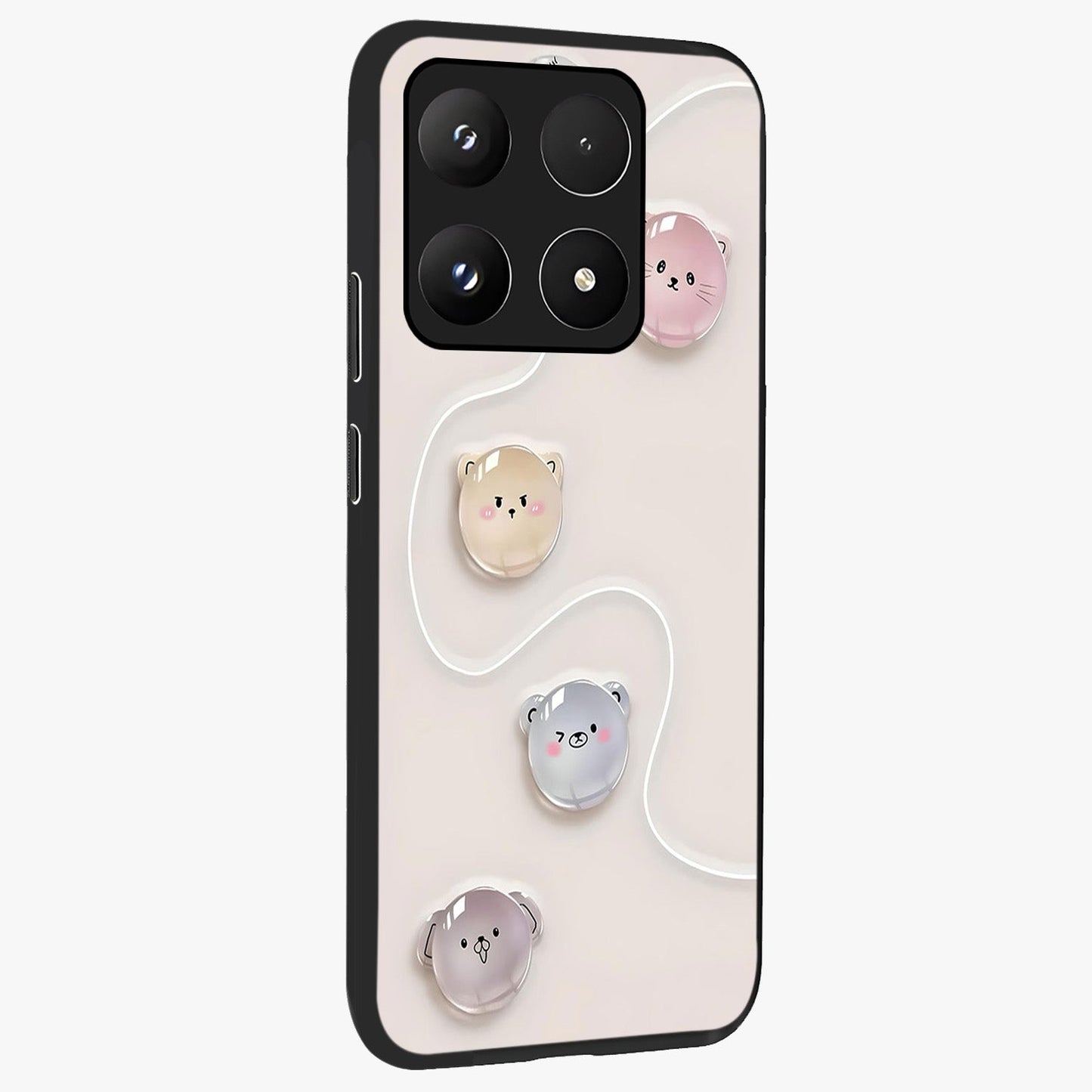 Puffy Face Parade Glass Case upright view showcasing adorable character artwork with cheerful animated theme.