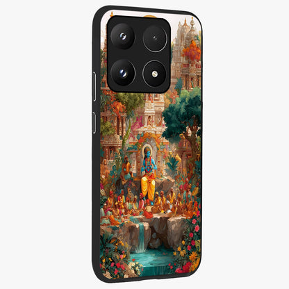 Sacred Sunlight Gods Glass Case upright view showcasing glowing divine artwork with sacred mythological theme.