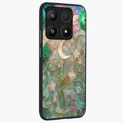 Stained Sunrise Glow Glass Case upright view showcasing colorful sunrise artwork with warm morning theme.