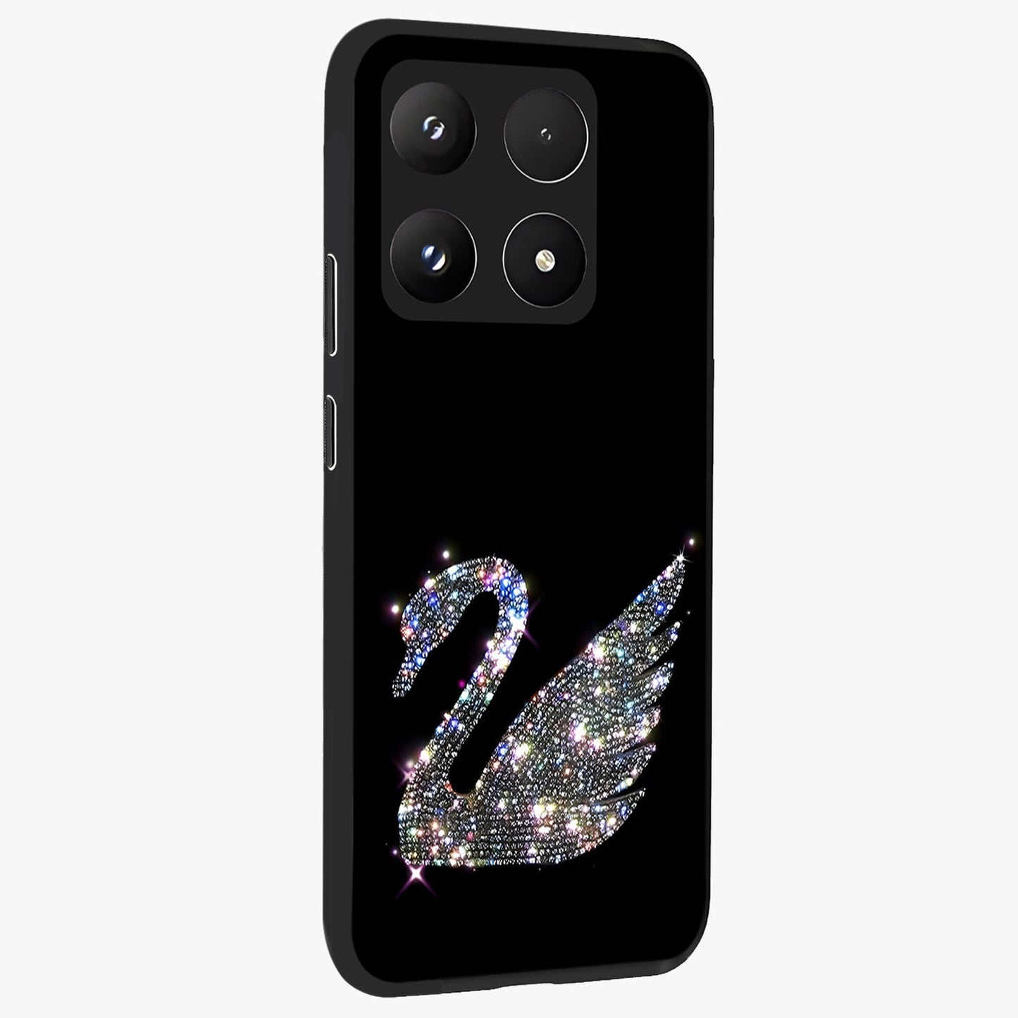 Starlit Swan Grace Glass Case upright view showcasing beautiful swan artwork with peaceful night themed design.