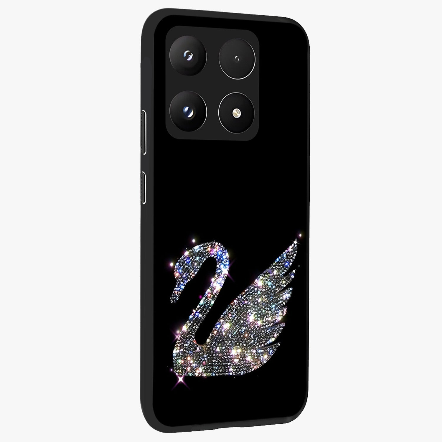 Starlit Swan Grace Glass Case upright view showcasing beautiful swan artwork with peaceful night themed design.
