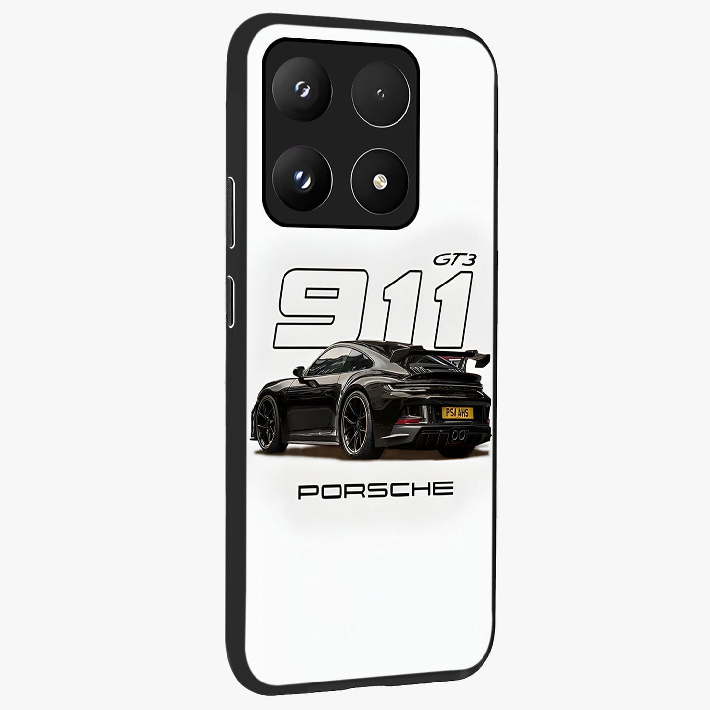 Turbo Legacy Icon Glass Case upright view showcasing bold racing inspired artwork with classic car theme.