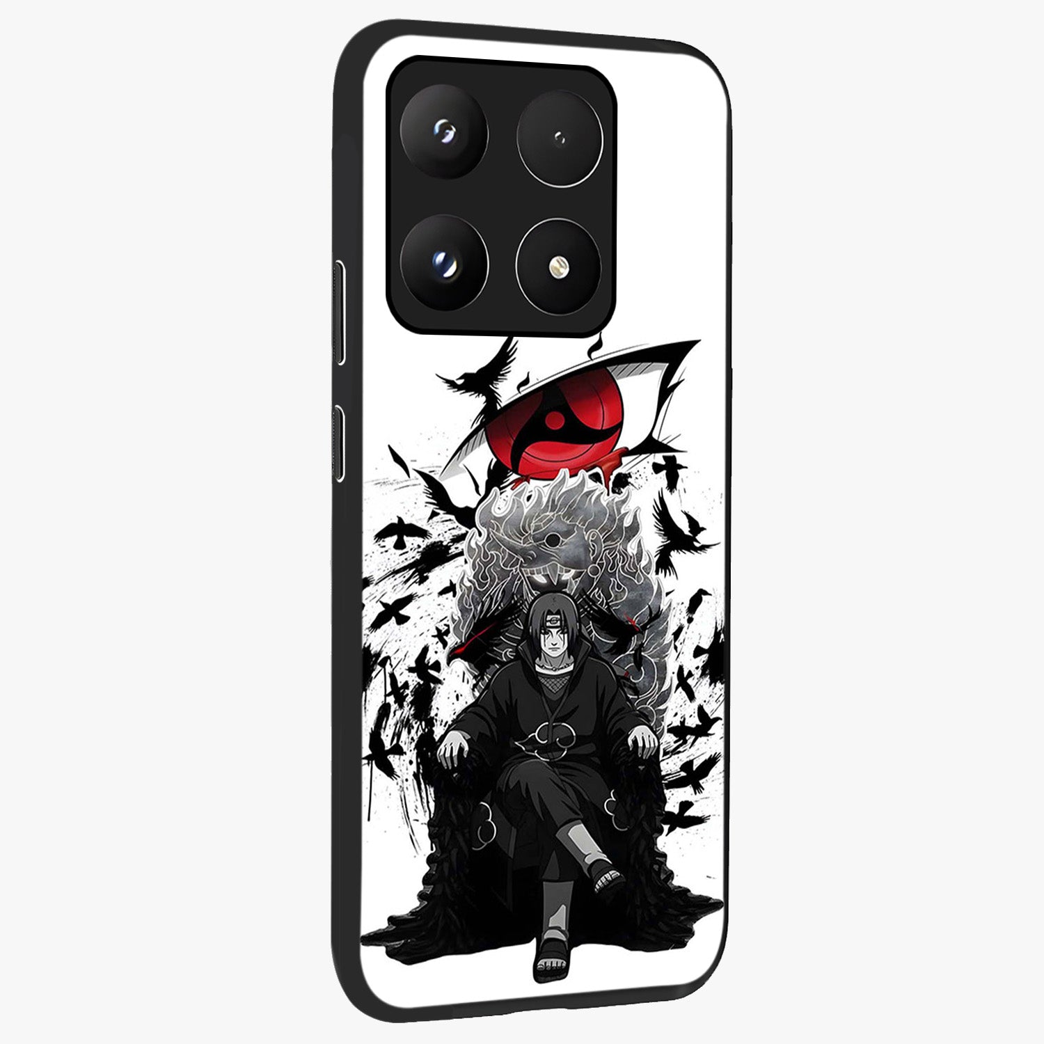 Uchiha Shadow Throne Glass Case upright view showcasing magical underwater galaxy artwork with vibrant cosmic theme.