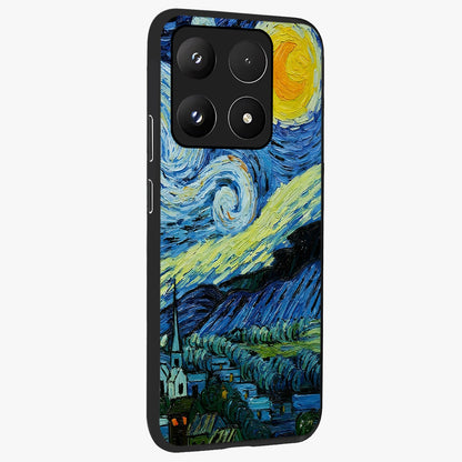 Van Gogh Art Glass Case upright view showcasing expressive painting style artwork with timeless artistic theme.