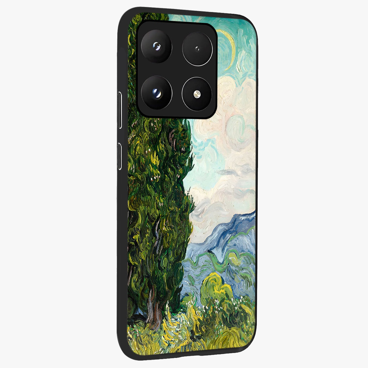 Van Gogh Vintage Art Glass Case upright view showcasing elegant vintage painting artwork with artistic heritage theme.