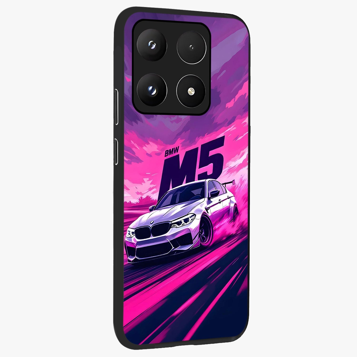 Velocity Drift Pulse Glass Case upright view showcasing powerful racing artwork with energetic motorsport theme.