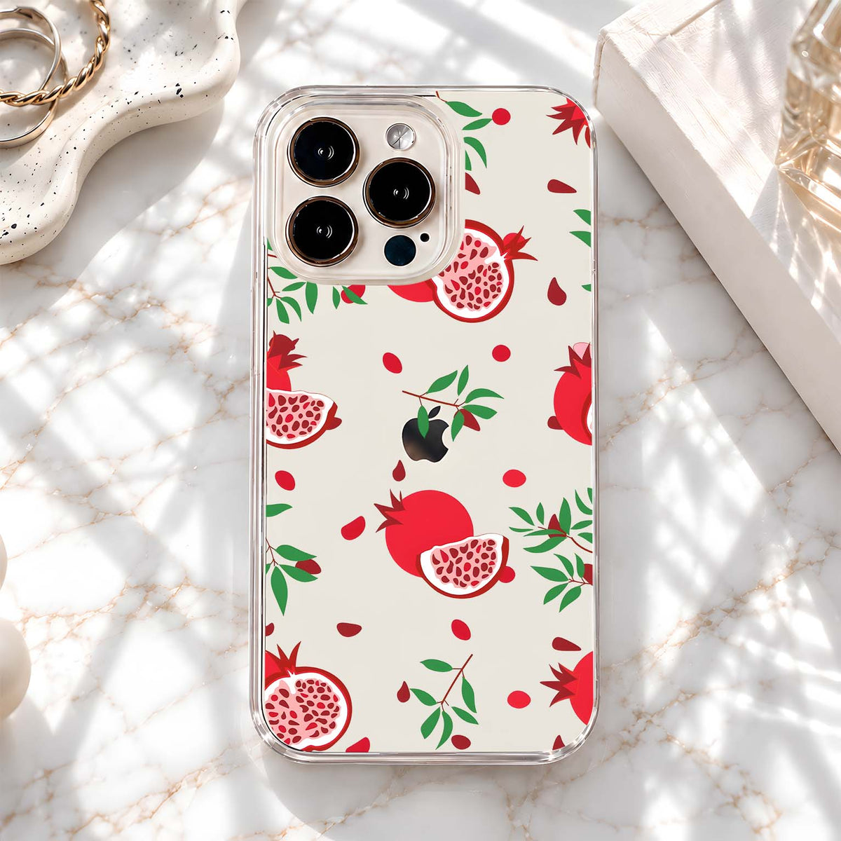 Red Pomegranate Pattern Clear Silicon Cover